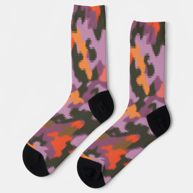 Lebhafte, helle, gelb-grüne Camouflage Socken (Linkes Detail)
