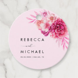 Lebhafte, helle, rosa, florale botanische Hochzeit Geschenkanhänger