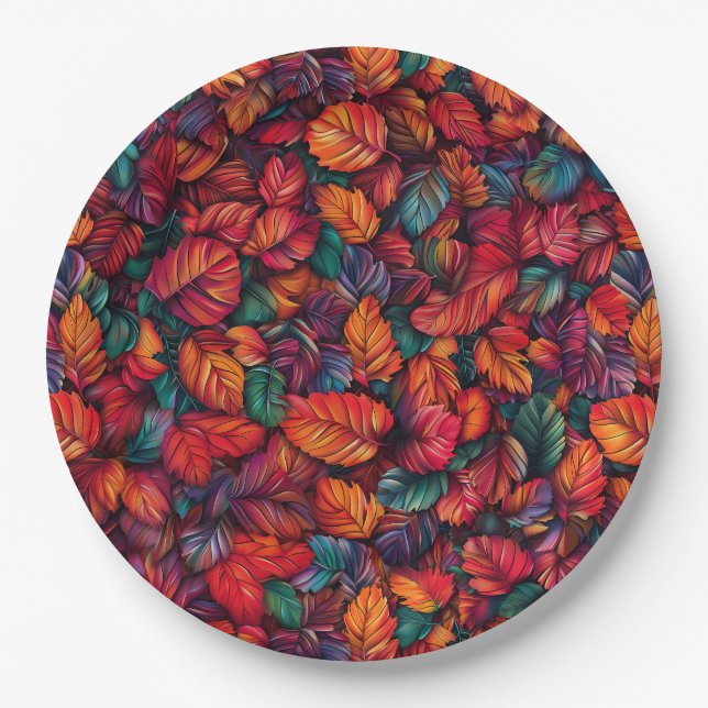 Lebhafte Herbstlaub Pappteller (Vorderseite)