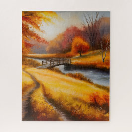 Lebhafte Herbstwaldmalerei - Herbstlandschaft Puzzle