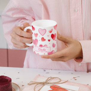 Lebhafte Herzen   INDIVIDUELLE NAME   Valentinstag Kaffeetasse