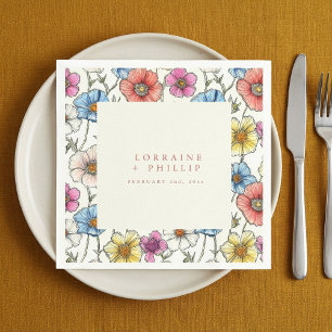 Lebhafte Hochzeit wild lebender Blume Serviette
