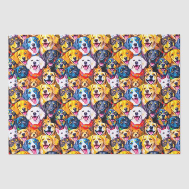 Lebhafte Hunde Print Seidenpapier (Vorderseite)