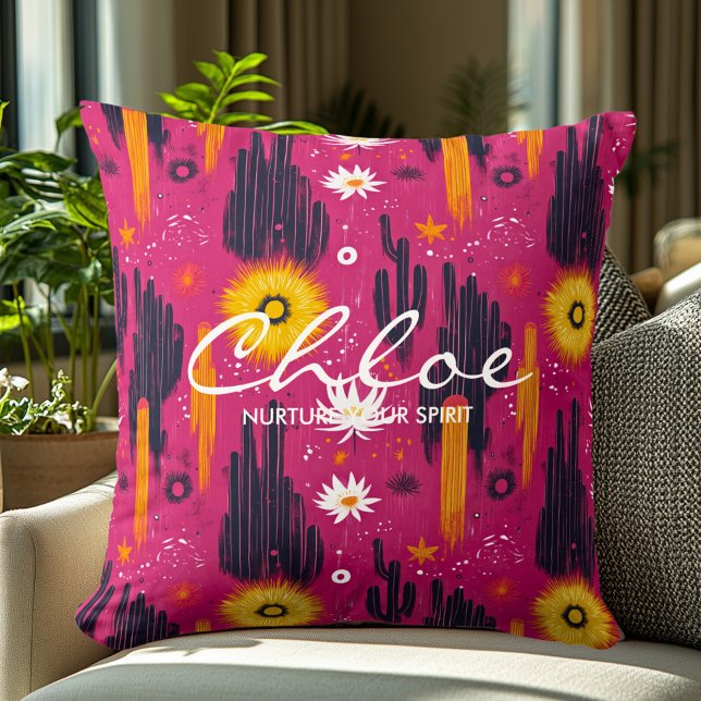 Lebhafte Kakteen und Sonnenburst-Wellness-Personal Kissen (Von Creator hochgeladen)