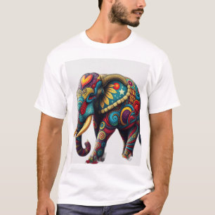 Lebhafte Kaleidoskopische Elefantenkunst T-Shirt