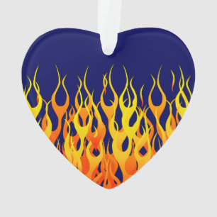 Lebhafte klassische Racing-Flammen auf Navy Blue Ornament