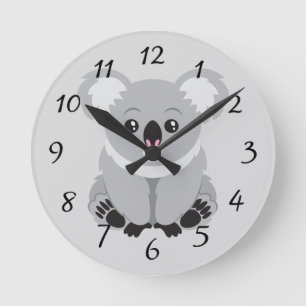 Lebhafte Koala-Bärn-Uhr Runde Wanduhr