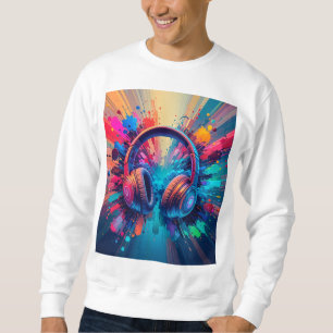 Lebhafte Kopfhörer gegen den Schlag bunten Schmerz Sweatshirt