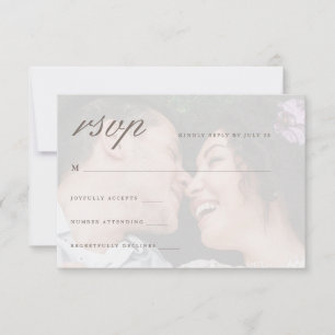 Lebhafte Korallenrückseite mit Front-Foto-Hochzeit RSVP Karte