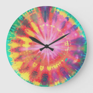 Lebhafte Krawatte-Dye #1 Große Wanduhr