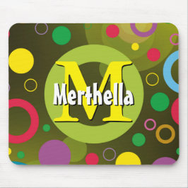 Lebhafte Kreise Rings Retro Personalisiert GREEN Mousepad