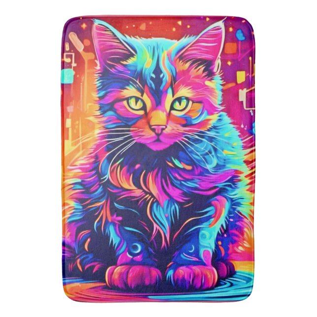 Lebhafte Küche: Schönes Neon Artwork Badematte (Vorderseite Vertikal)