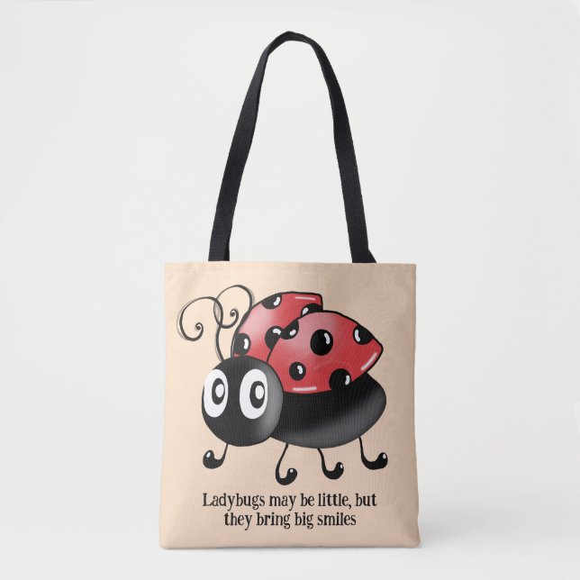 Lebhafte Ladybugs auf der Red Tote Bag - Perfektes (Vorderseite)