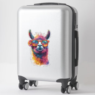 Lebhafte Lama Head Illustration - farbenfroh, einz Aufkleber