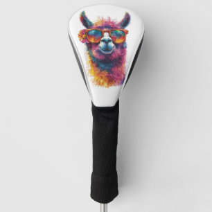Lebhafte Lama Head Illustration - farbenfroh, einz Golf Headcover