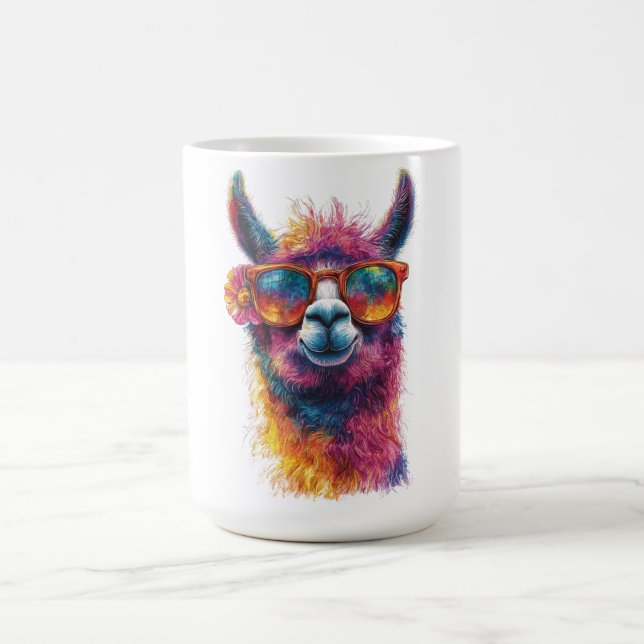 Lebhafte Lama Head Illustration - farbenfroh, einz Kaffeetasse (Mittel)