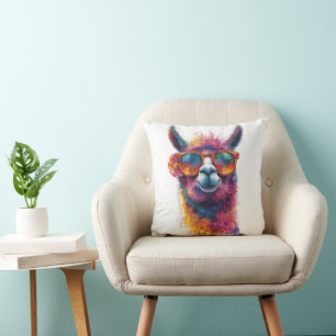 Lebhafte Lama Head Illustration - farbenfroh, einz Kissen
