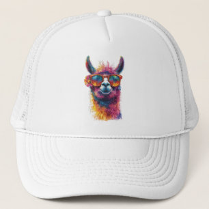 Lebhafte Lama Head Illustration - farbenfroh, einz Truckerkappe