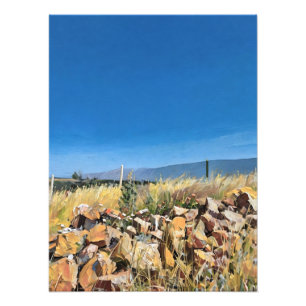 Lebhafte Landschaft mit blauen Himmeln Fotodruck