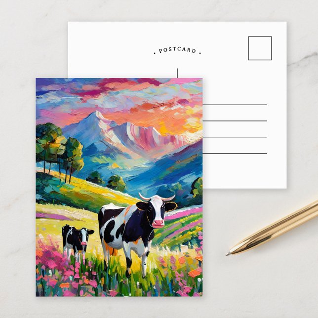 Lebhafte Landschaft mit Kühen Postkarte (Von Creator hochgeladen)