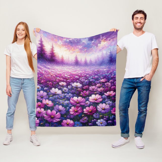 Lebhafte Landschaft mit Lila Wildblume Fleecedecke (Beispiel)