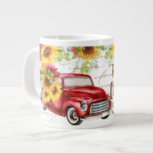 Lebhafte Landschaft mit LKW, Sonnenblumen zitieren Jumbo-Tasse