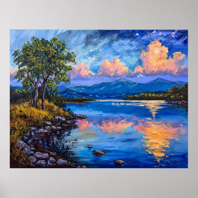 Lebhafte Landschaftsszene Poster (Vorne)