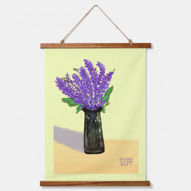 Lebhafte Lavendel-Blume, Inspirierte Natur Wandteppich Mit Holzrahmen (Vorderseite)