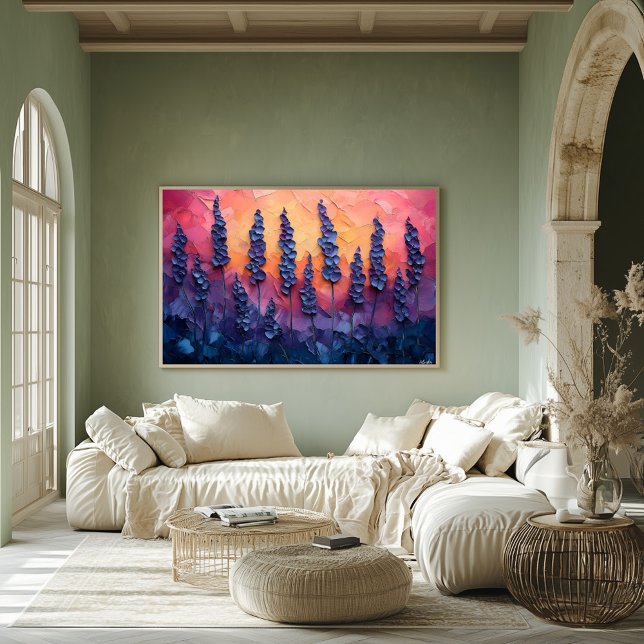 Lebhafte Lavendelfelder in einem Sonnenuntergang - Poster (Von Creator hochgeladen)