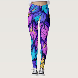 Lebhafte Leaf-farbenfrohe Natur Leggings