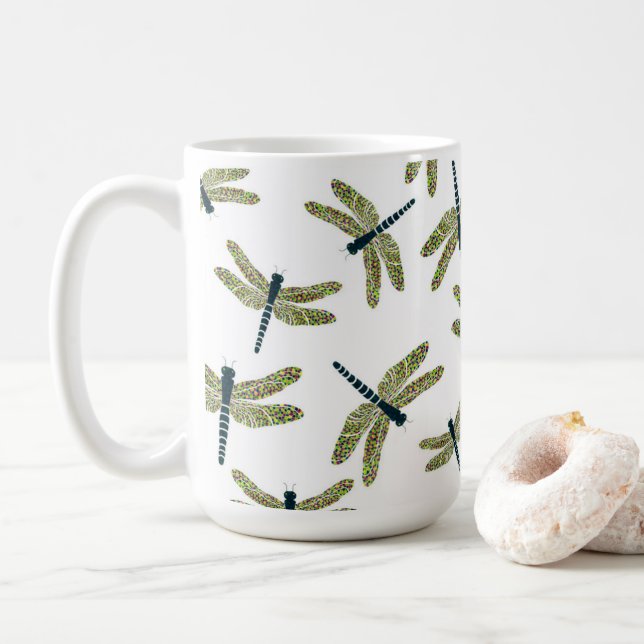 Lebhafte Libellen-Tasse Kaffeetasse (Mit Donut)