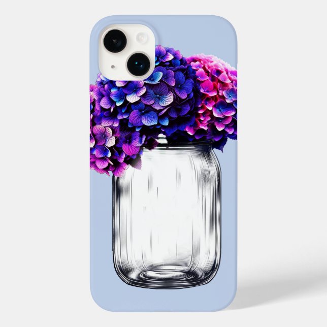Lebhafte Lila Blaupink-Hydrangea Case-Mate iPhone Hülle (Rückseite)