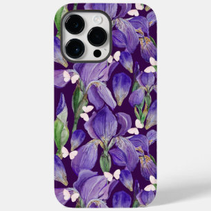 Lebhafte Lila Iris-Blume und Schmetterlinge Case-Mate iPhone 14 Pro Max Hülle