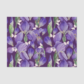 Lebhafte Lila Iris-Blume und Schmetterlinge Seidenpapier