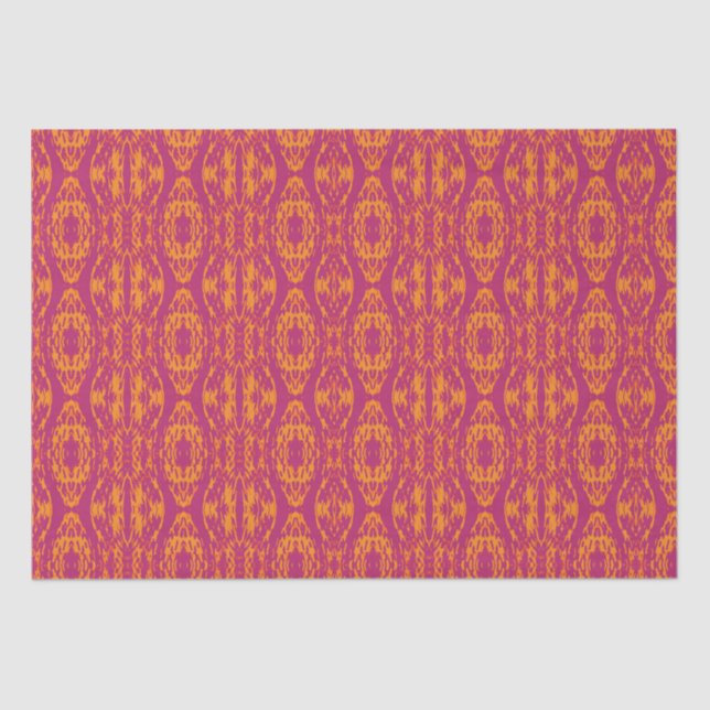 Lebhafte Lila Orange Ethnic Mosaic Geometric Seidenpapier (Vorderseite)