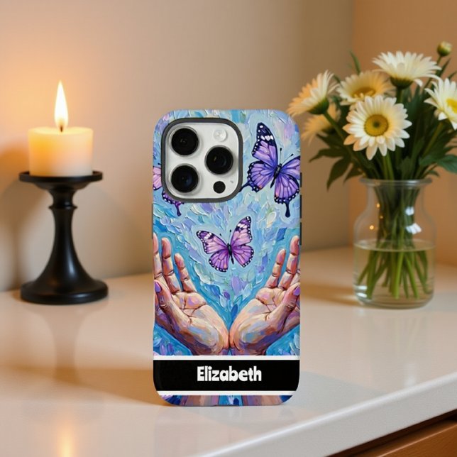 Lebhafte Lila Schmetterlinge mit ausgestreckten Hä Case-Mate iPhone Hülle (Von Creator hochgeladen)