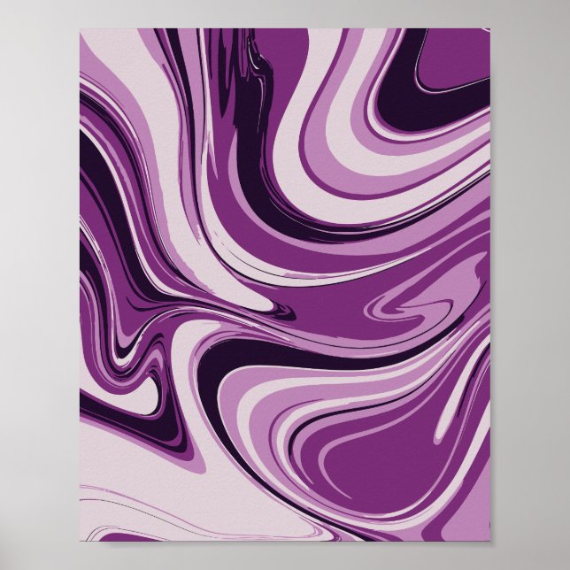 Lebhafte Lila Swirl Abstrakte Kunst Poster (Vorne)
