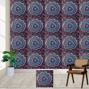 Lebhafte Lila und Aquamarine Geode Slice Tile Fliese