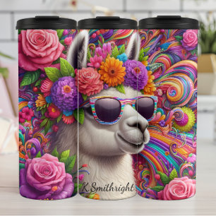Lebhafte Llama-Blume-Sonnenbrille Thermosbecher