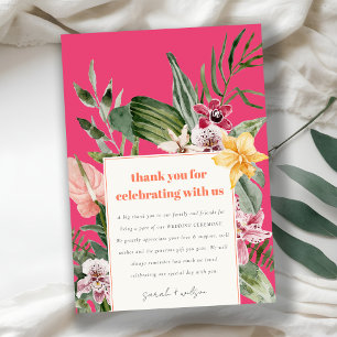 Lebhafte Magenta Blush Boho Tropical Floral Weddin Dankeskarte