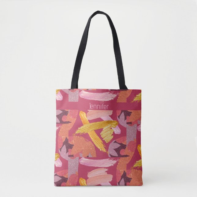 Lebhafte Magenta und Gold Abstrakt (Vorderseite)