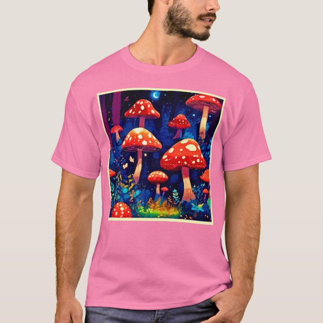 Lebhafte Magic Mushroom Forest Art T-Shirt (Vorderseite)