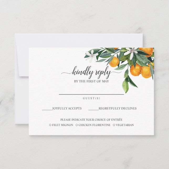Lebhafte Mandarine Citrus Orange Meal Choice UAWG RSVP Karte (Vorderseite)