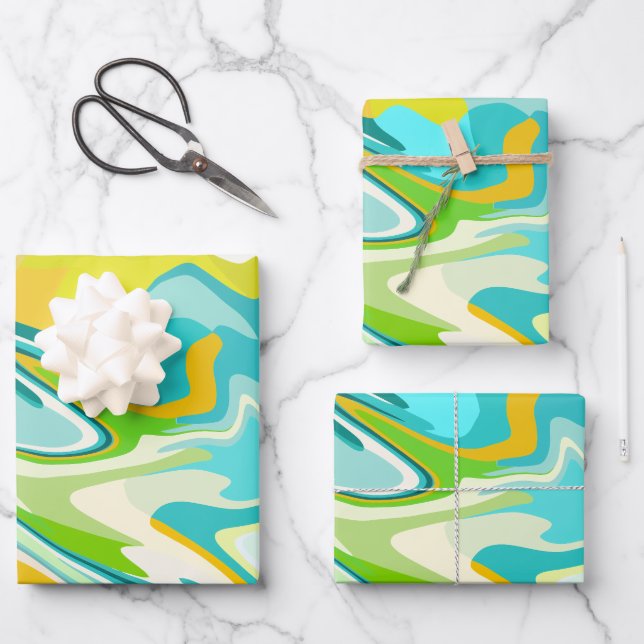 Lebhafte Meereswellen Geschenkpapier Set (Vorderseite)