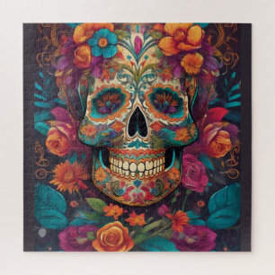 Lebhafte mexikanische Feier: Sugar Skull Art Puzzle