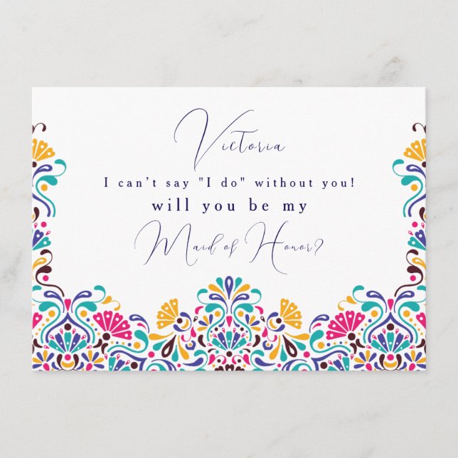 Lebhafte mexikanische Fiesta Style Rainbow Wedding Menükarte (Vorderseite)