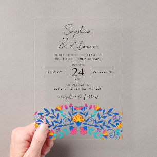 Lebhafte mexikanische Fiesta Wedding Acryleinladungen