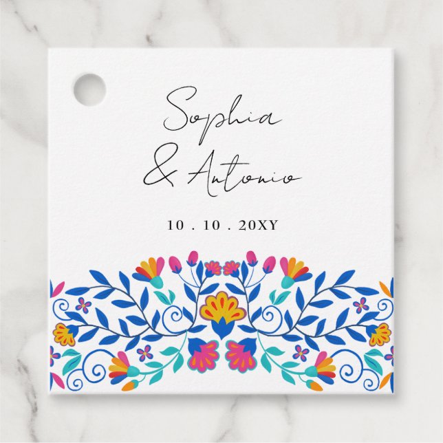 Lebhafte mexikanische Fiesta Wedding Geschenkanhänger (Vorderseite)