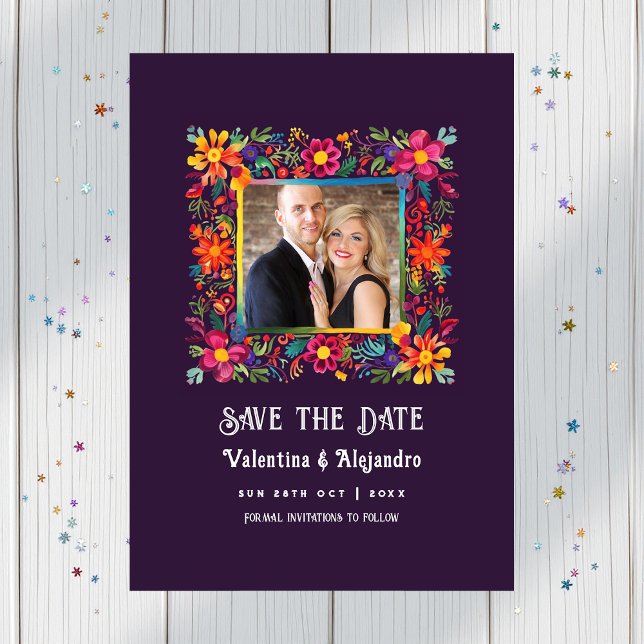 Lebhafte mexikanische Fiesta Wedding Save The Date (Vibrant Watercolor Mexican Fiesta Wedding Save The Date)