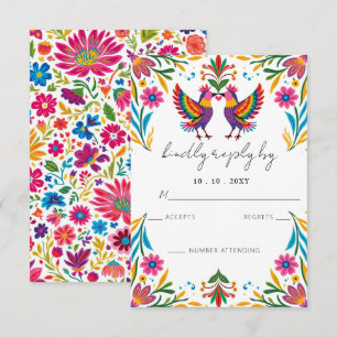 Lebhafte mexikanische Otomi Birds Floral Fiesta We RSVP Karte